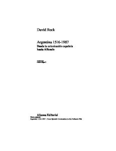 David Rock, Argentina 1516-1987