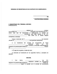 Demanda de Inexistencia de Un Contrato de Compraventa