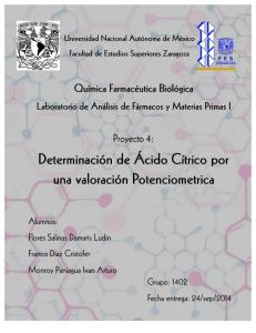 Determinacion de Acido Citrico Potenciometrica