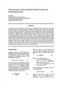 Determination of the Solubility Product Constant of Calcium Hydroxide