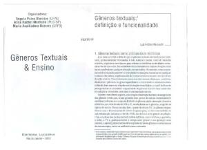 Dionisio - Gêneros Textuais e Ensino - Marcuschi - Gêneros Textuais; Definicao e Funcionalidade