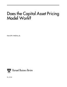 Does the Capital Asset Pricing Model Work