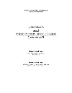 Dystocia and Postpartum