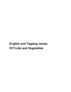 English and Tagalog Names of Fruits and Vegatables