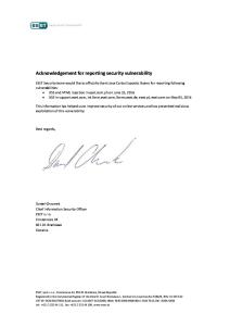 ESET Security Acknowledgement