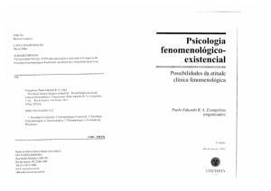 EVANGELISTA, P. E. R. a. Psicologia Fenomenológica Existencial Possibilidades Da Atitude Clínica Fenomenológica