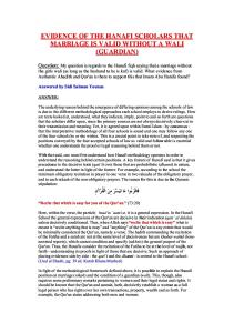 Evidence of Hanafi Scholars That Marriage is Valid Without a Guardian (Wali)