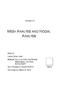 Experiment 6 Mesh and Nodal Analysis