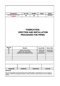 Fabrication Erection and Installation Procedure for Piping