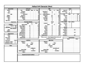 Fallout PnP Char Sheet (With Calculator)