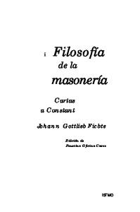 Fichte, J.G. - Filosofia de La Masonería. Cartas a Constant