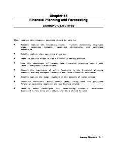 Financial Planning and Forecasting Brigham Solution