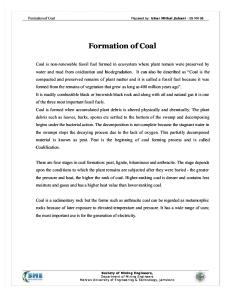 Formation of Coal & Theories associated with coal formation