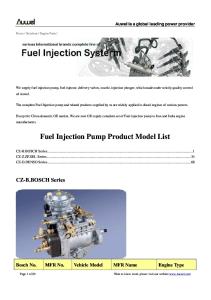 Fuel Injection Pump Product Model List