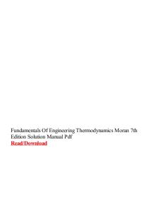 Fundamentals of Engineering Thermodynamics Moran 7th Edition Solution Manual PDF