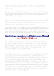 Gas Turbine Operation and Maintenance Manual