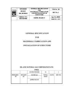 General Specification for Materials, Fabrication and Installation of Structure