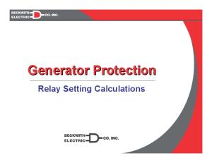 Generator Protection relay setting calculation