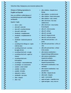Glossary of Linking Expressions in English and Spanish