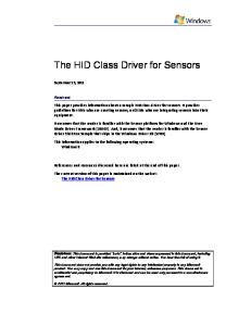 Hid Class Driver for Sensors