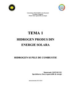 Hidrogen Produs Din Energie Solara