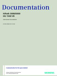 HiPath 3000_5000 V8, HG 1500 V8, Administrator Documentation, Issue 10