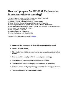 How Do I Prepare for IIT JAM Mathematics in One Year Without Coaching