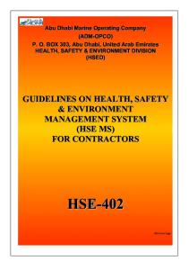 HSE-402 - Guidelines on HSE MS for Contractors