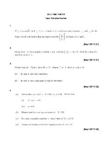 IB HL Math Complex Numbers PPQ