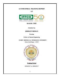 IFFCO Kalol Internship Report
