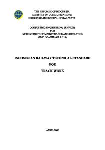 INDONESIAN RAILWAY TECHNICAL STANDARD FOR TRACK WORK