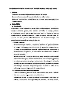 Informe De La Visita A La Planta Hidroeléctrica De San Jacinto 1. Objetivos