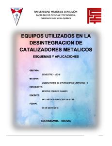 Informe Individual - Equipos Utilizados en La Desintegracion de Catalizadores Metalicos