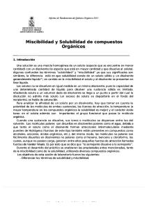 Informe Lab Orgánica 1: Miscibilidad y Solubilidad