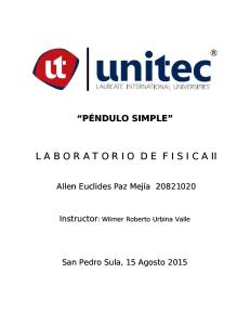 Informe Péndulo Simple Lab.fisca II