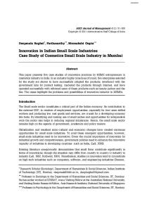 Innovation in Indian Small Scale Industries Case Study of Cosmetics Small Scale Industry in Mumbai