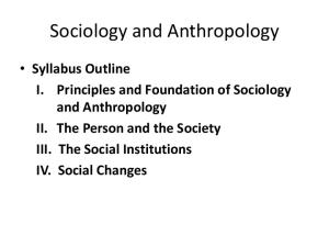 Introduction to Sociology and Anthropology