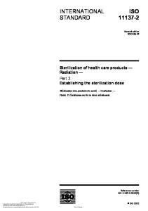 ISO 11137-2 - Sterilization of Health Care Products_Radiation_Part 2 Establishing the Sterilization Dose