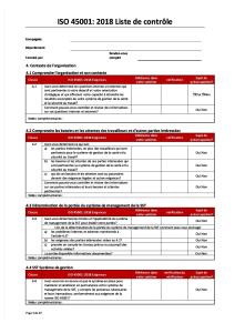 ISO 45001 2018 Audit Check List French