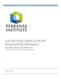 Isu-Isu Etika, Sosial & Politis Dalam Sistem Informasi-dani Marendianto