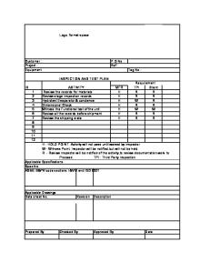 ITP Inspection Test Plan Format