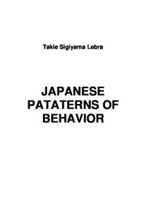 Japanese Patterns of Behavior