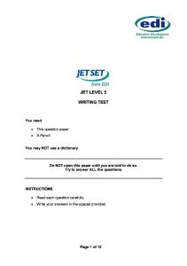 Jetset Level 5 Writing Sample