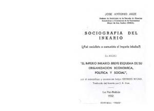 José Antonio Arze - Sociografía del Inkario. Fué socialista o comunista el Imperio Inkaico