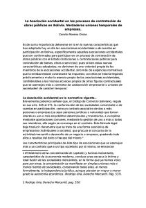 La Asociación Accidental en Los Procesos de Contratación de Obras Públicas en Bolivia. Verdaderas Uniones Temporales de Empresas.