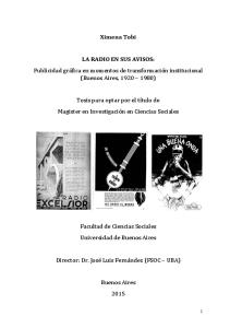 La radio en sus avisos. Publicidad gráfica en momentos de transformación institucional (Buenos Aires, 1920 - 1980)