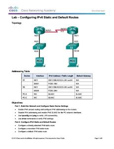Lab - Configuring IPv6 Static and Default Routes