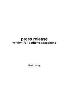 Lang, David - Press Release, For Baritone Sax