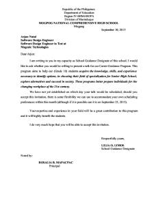 Letter of Request for Resource Speaker