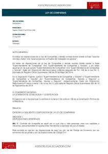 Ley de Companias Ecuador Vigente 2018 AsesorLegalEcuador